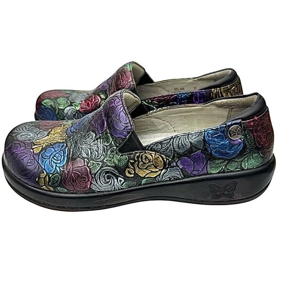 Alegria Multicolored Embossed ROSES Leather Comfort Shoes Size EU 37 US 7-7.5 - Picture 7 of 10